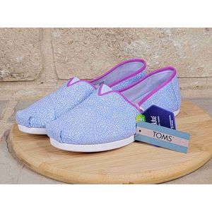 TOMS Alpargata Placid Blue Summer Sparks Casual Flats Shoes Size 8